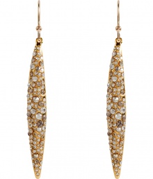 Both sassy and statement-making, Alexis Bittars crystal encrusted spear earrings are an easy way to add a glamorous edge to your outfit - Tonal silver crystals, gold-plated brass wire backs - For pierced ears - Wear with swept up hair and a bright cocktail dress for a fantastically fierce look