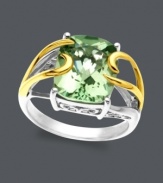 Amp up the intensity with this vibrant cocktail ring. Features a dazzling green quartz stone (4-3/4 ct. t.w.) cradled in a sterling silver and 14k gold setting. Size 7.