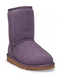 The basic boot in twin-faced sheepskin offers incredible warmth and they're cozy enough to be worn without socks. Reinforced heel, lightweight sole. Insole of genuine sheepskin that naturally wicks away moisture and keeps feet dry.