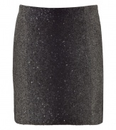 Add sass to your favorite dressed up separates with this chic sequin-embellished mini shirt from Blumarine - Wool-blend skirt with sequins, mini-length, concealed back zip closure - Style with a sheer silk blouse and heels