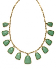 Sprigs of green for spring! This refreshing, reconstituted jade necklace from Lauren by Ralph Lauren is set in 14k gold-plated mixed metal. Approximate length: 16 inches. Approximate drop: 3/4 inch to 1 inch.