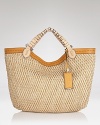 Tackle the textured trend with this top handle tote from Oryany. In woven raffia with detailed top handles, it's a bold way to refresh your warm-weather wardrobe.