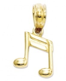 Hit all the right notes! This cute musical note charm is perfect for the aspiring musician. Crafted in polished 14k gold with a flat back. Chain not included. Approximate length: 2/5 inch. Approximate width: 3/10 inch.