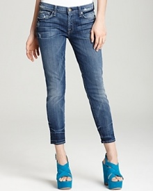 A distressed wash lends a broken-in feel to these 7 For All Mankind cropped jeans.