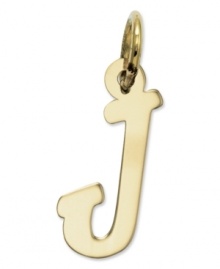 The perfect gift for Jenna. This polished J initial charm features a pretty, small script design in 14k gold. Chain not included. Approximate length: 7/10 inch. Approximate width: 3/10 inch.