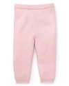 For lush softness head to toe, Aqua brings you pink cashmere pants featuring ribbed ankle trim.