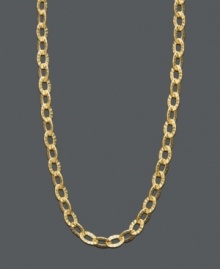 Layer yourself in elegant gold links. Long cable chain necklace features an intricate textured design. Set in 14k gold. Approximate length: 30 inches.