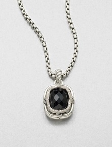 From the Labyrinth Collection. A stunning, faceted black onyx stone surrounded by sparkling diamonds set in sleek sterling silver on an iconic cable bale. Black onyxDiamonds, .19 tcwSterling silverSize, about .55Fixed baleImported Please note: Chain sold separately. 