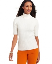 Charter Club's elbow-sleeve turtleneck top is a layering essential for all seasons.