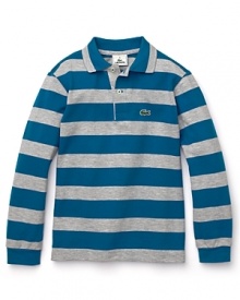 A boy's best friend: this rugged pique Lacoste polo features classic stripes with the alligator logo for 7-day style.