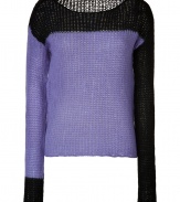 With its cool asymmetrical colorblocking and trend favorite open knit, Marc by Marc Jacobs two-tone pullover lends a fun modern edge to any outfit -  Wide neckline, long sleeves, dropped shoulders - Loosely fitted - Wear with a printed separates and edgy fashion sneakers