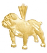 Honor your favorite breed. This diamond-cut slide charm features an intricately-carved bulldog in 14k gold. Chain not included. Approximate length: 3/5 inch. Approximate width: 9/10 inch.