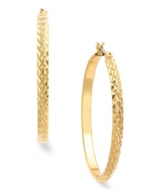 A textured design takes a classic hoop silhouette in a new direction with these Charter Club earrings. Crafted in gold tone mixed metal. Approximate diameter: 1-1/2 inches.