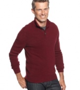 Classic with a twist. A mock neck and ribbing upgrade this Geoffrey Beene sweater to a modern must have.