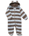 Wrap him in a warm bear hug with this sweet and cuddly microfleece footed coverall from Carter's.