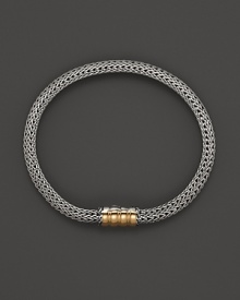 John Hardy sterling silver and gold bracelet with single station.