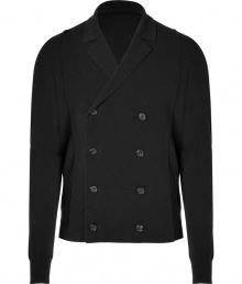 Streamlined and sleek, this Jil Sander double-breasted wool coat infuses your look with new-season sophistication - Small spread collar, double-breasted silhouette, front button placket, slim fit - Pair with slim trousers, a long sleeve henley, and suede ankle boots