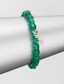 A sparkling diamond charm in 14k gold on a green onyx stretch bead bracelet. Green onyx14K goldDiamonds, .12 tcwLength, about 6.5Slip-on styleImported 