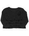 Adorably cute cardigan by Carter's with ruffle and flower detail will dress your little girl in fashionable style.