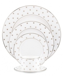 Pave your table in polka dots for fine dining without the formality. Larabee Road place settings feature luxe bone china with platinum accents that embody the easy elegance and irresistible whimsy of the kate spade new york dinnerware collection.