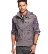 Get set for fall with this lightweight vest that's heavy on style from Marc Ecko Cut & Sew.