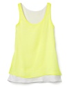 A cropped chiffon overlay adds an airy touch to Aqua's jersey tank top.