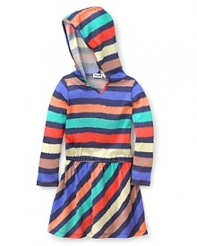 Splendid Littles Girls' Oasis Stripe Long Sleeve Hooded Dress - Sizes 4-7