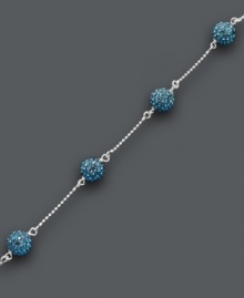 Get ready for the dance floor in this disco ball-inspired bracelet. Giani Bernini's playful style features blue crystal balls strung from a delicate sterling silver chain. Approximate length: 7-1/2 inches.