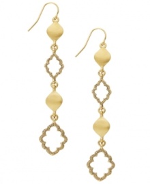 Well aren't you charming? Lauren by Ralph Lauren's breezy Kashmir earrings feature teardrops and cut-out cloud charms set in gold tone mixed metal. Approximate drop: 2-1/2 inches.