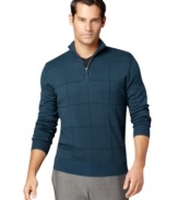 Texture and windowpane details offer an upgraded look with this sweater from Van Heusen.