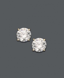 Add rich luster to your every day look. Timeless style comes in the form of round-cut diamonds (1/4 ct. t.w.) set in 14k gold. Approximate diameter: 3-2/10 mm.