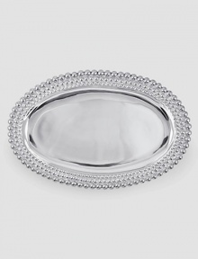 Triple-border tray in gleaming recycled aluminum is perfect for serving everything from canapes to cookies.Hand-crafted14.25L X 9.25WWipe cleanImported