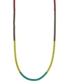 Add flavor with a bold blend of contrasting colors. BCBGeneration's popular popcorn chain necklace is decorated by color blocks of yellow, turquoise, red and brown. Set in mixed metal. Approximate length: 21 inches.