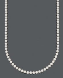 Go to lustrous lengths. This classic Belle de Mer style highlights grade A, cultured freshwater pearls (6-7 mm) with a 14k gold clasp. Approximate length: 20 inches.