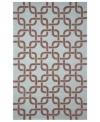 Chain-link chic! Liora Manne combines hand-hooking and hand-tufting techniques to achieve the rich, textural surface of this soft blue and driftwood brown indoor/outdoor rug from the Spello collection. UV stabilized to minimize fading, the elegant and durable rug is sure to please. Hose off for easy cleaning.