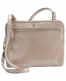 Headed to the Hamptons or just want to look like you are? Take along this versatile Cole Haan crossbody that stashes your tablet, phone and other fun tech toys you'll need for the trip. Dressed up in posh patent leather and shiny signature hardware, the interior is outfitted with plenty of pockets for all your on-the-road essentials.