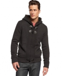 Give your layered look an upgrade with this hooded sweater from INC International Concepts.