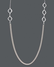 Light, airy, and ultimately wearable. This long, layered necklace by Studio Silver features three rows of polished sterling silver chains intersected by cut-out teardrop links. Approximate length: 38 inches.