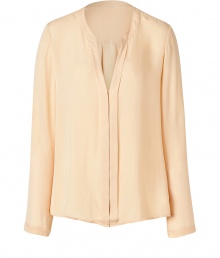 Stylish cosmetic double placket silk georgette blouse - This romantic blouse will add a feminine accent to your wardrobe staples - Loose bohemian-inspired silhouette in lush neutral-hued silk - Wear with flared jeans and peep-toe platforms - Style with a pencil skirt, patterned tights, and heels