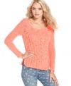 A chunky cable knit makes this wool-blend Free People sweater an on-trend pick for fall!