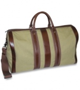 Travel in style with this classic and very chic durable canvas duffle bag with leather trim by Dopp.