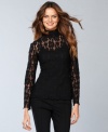 INC turns a basic turtleneck into a thing to behold. This elegant lace version instantly dresses up any outfit.