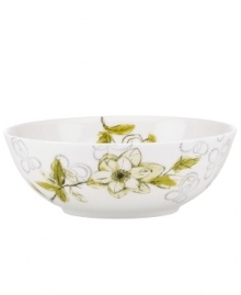 Artsy florals and funky dot designs collide on the eclectic and dreamy Watercolors Citrus bowl from Lenox Simply Fine. A sleek silhouette and sophisticated palette of gray, white and olive create a fresh, modern look for casual meals. Qualifies for Rebate