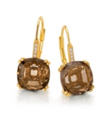 A fashionable choice for fall. Rich chocolate-hued cubic zirconias (5-1/2 ct. t.w.) look seasonally stylish on these leverback earrings from CRISLU. Crafted in 18k Gold over Sterling Silver. Approximate drop: 1-1/4 inches.