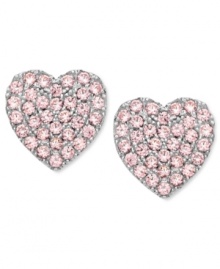 Sparkling hearts they'll love. CRISLU's children's earrings are embellished with shimmering pink cubic zirconias (1/25 ct. t.w.) and set in platinum over sterling silver. Approximate diameter: 1/3 inch.