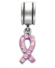 Life's a blessing. Cherish it with this symbolic pink ribbon charm. Crafted in sterling silver with pink crystals and Swarovski elements. Approximate size: 2-1/2 inches.  Donatella is a playful collection of charm bracelets and necklaces that can be personalized to suit your style! Available exclusively at Macy's.