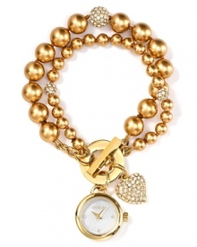 Carolee proves practicality can be pretty with this double strand gold-plated pearl watch. With crystal beads and a delicate watch charm, it's a piece you'll wear now and treasure forever.