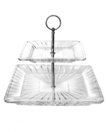 Enhance even your most decadent recipes with the sparkling sophistication of Alexandria. With striking fluted trays that also rotate, this Crystal Clear 2-tiered server ensures old-world elegance is always in reach.