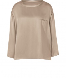 Elegant, minimalist separates are versatile additions to any on-the-go wardrobe, and Steffen Schrauts dusty nude silk top does not disappoint - Easy, boxy cut, with longer hems at sides - Wide, round neck and long sleeves - Small hidden pocket at chest - Pair with leather pants, skinny denim or cigarette trousers and style with platform pumps, ankle booties or ballet flats