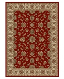 Rendered with intricate floral designs in a sumptuous red and neutral color palette, this area rug set from Kenneth Mink offers a cohesive look for your entire home. Woven of plush olefin for lasting softness and durability. Includes five rugs.